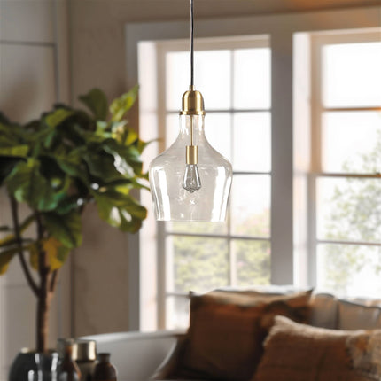 Room & Decor Bell Shaped Glass Pendant Light - Gold Finish, 13" Diamet