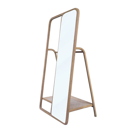 Room & Decor Large Brown Wood Clothes Hanger with Mirror & Storage She