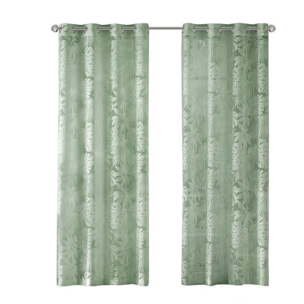 Room & Decor Palm Leaf Burnout Window Sheer, Sage Green, 50x95", Light
