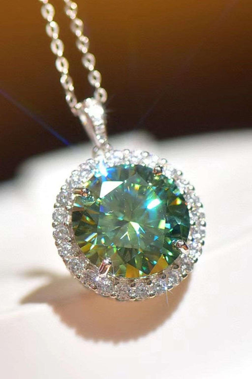 Platinum-Plated 10 Carat Moissanite Necklace with Zircon Accents