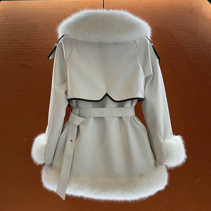 Peekaboo Studio Women's Elegant Big Fur Collar Coat - Warm & Stylish