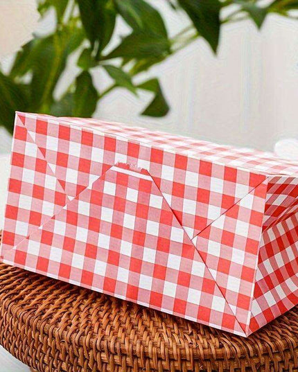 Vibrant Plaid Gift Bags with Coordinating Stickers - 50 Piece Set for All Occasions