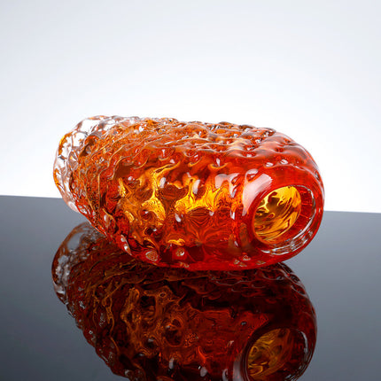 Amber Glass Vase Modern Minimalist Handmade Polished Finish