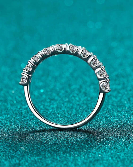 Elegant Moissanite and Rhodium Half-Eternity Band Ring