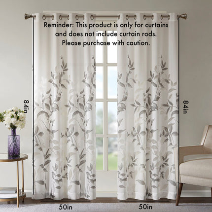 Peekaboo Studio Burnout Printed Curtain Panel - Sheer Fabric, Elegant