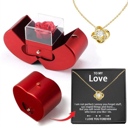 Fashion Jewelry Box Red Apple Christmas Gift Necklace Eternal Rose For