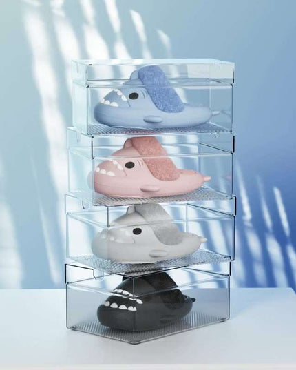 Cozy Shark Plush Slippers for Couples - Detachable Warm Fuzzy House Shoes