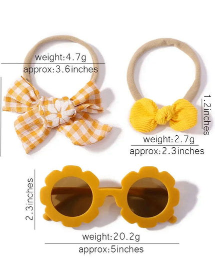 3Pcs/Set Newborn Print Bowknot Headbands and Cute Round Sunglasses