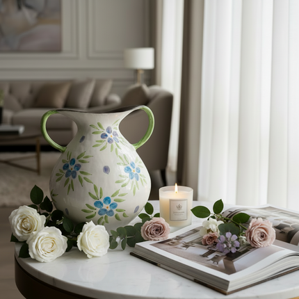 Ceramic Ethnic Decorative Vase for Home and Office Desktop 29x23 cm