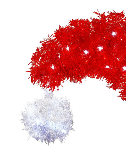 6FT Artificial Christmas Tree With LED Light, Santa's Hat Shape Artificial Whimsical Xmas Tree With 1050 Tip, Curved Xmax Tree