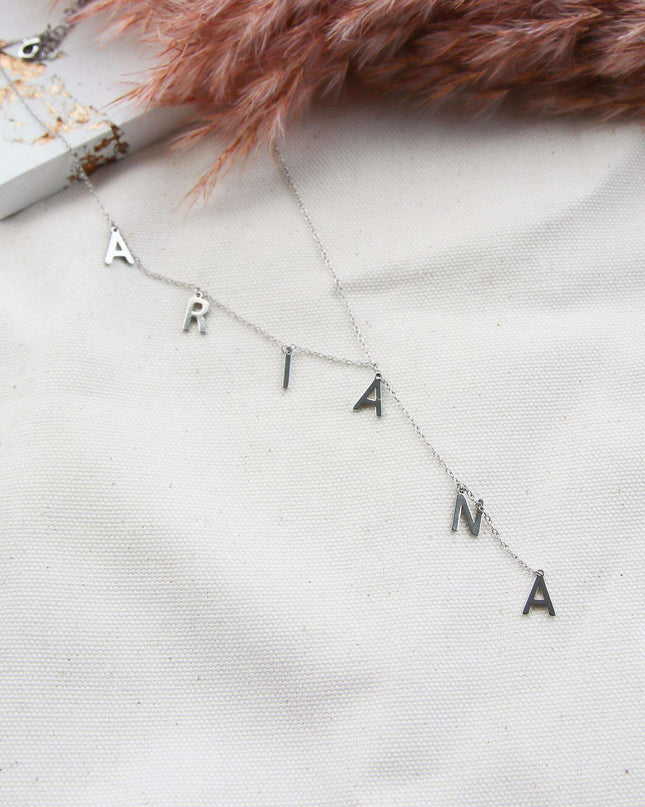 Personalized Lariat Name Necklace - Dainty Bubble Letters Jewelry for Women