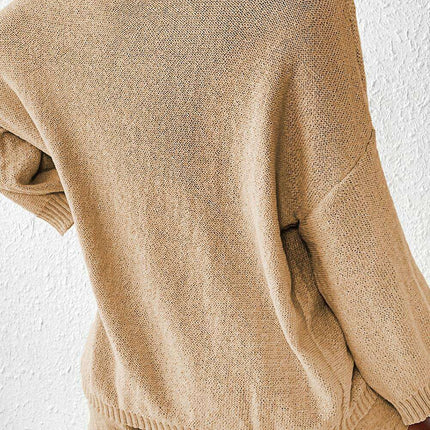 Khaki Knit Sweater and Shorts Set: Chic Comfort for Every Occasion