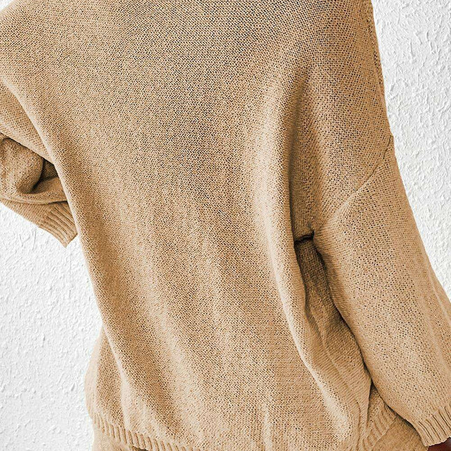 Khaki Knit Sweater and Shorts Set: Chic Comfort for Every Occasion