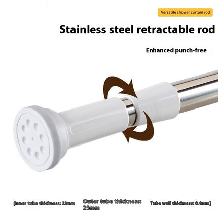 Stainless Steel Telescopic Shower Curtain Rod Punch-free Clothing Rod
