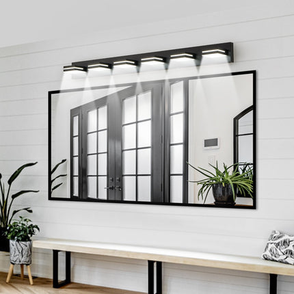 Room & Decor Modern Black LED Vanity Light, 6 Lights, Energy Efficient