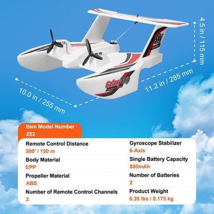 VEVOR Amphibious EPP Foam RC Airplane Toy with 2.4 GHz Remote Control