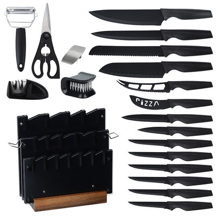 20 Piece Knife Set With Black Blades 3Cr13 Stainless Steel Travel Gift