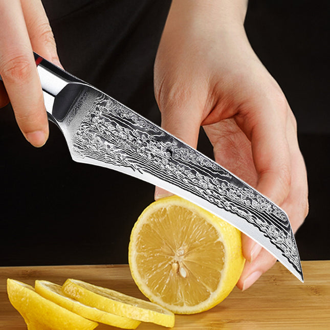 Japanese Damascus Steel Kitchen Fruit Knife AUS10 60HRC G10 Octagonal Handle