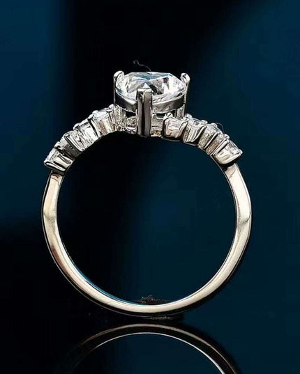 Radiant Heart Lab-Diamond Ring with Sparkling Zircon Accents & Authenticity Certificate