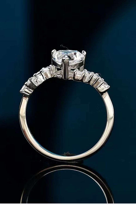 Radiant Heart Lab-Diamond Ring with Sparkling Zircon Accents & Authenticity Certificate