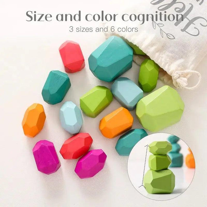 Colorful Wooden Building Blocks Kit for Creative Learning and Logical Development