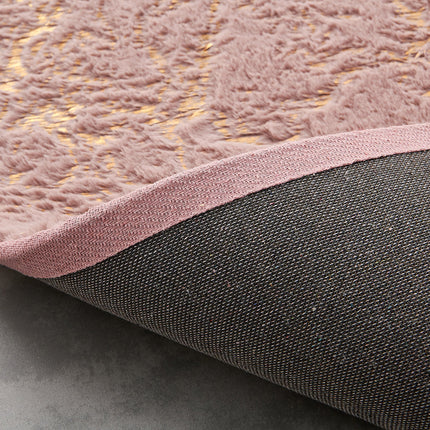 Room & Decor Luxury Machine Washable Dust Pink Faux Fur Area Rug