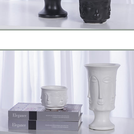 Electroplating Ceramic Vase Decorative Flower Pot With Art Face Design