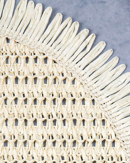 Set of 4 Rustic Bohemian Jute Round Placemats with Fringe for Stylish Dining Decor