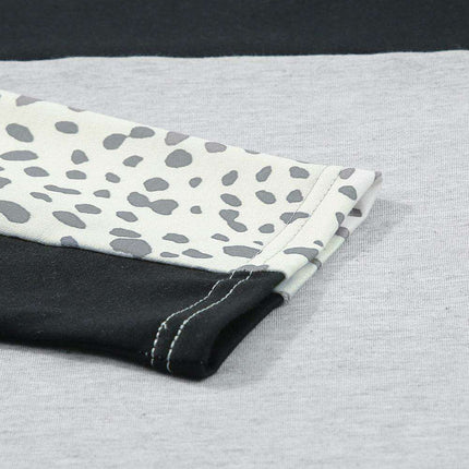 Chic Leopard Print Colorblock Lounge Set - Cozy Pullover and Shorts Ensemble