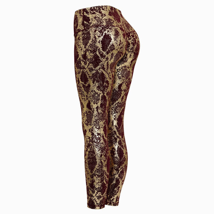 Stylish High Waist Yoga Leggings with Unique European-American Snake Print