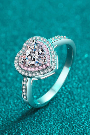 1 Carat Moissanite Heart 925 Sterling Silver Ring-Trendsi-Silver-4-Très Elite