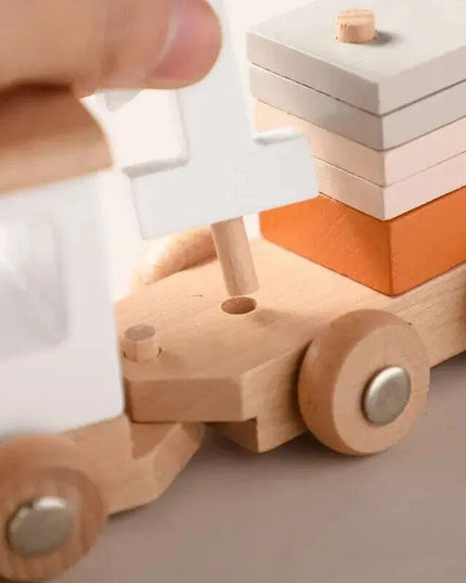 Educational Wooden Train Set for Babies - Montessori-Inspired Learning Toy with Trolley and Number Blocks