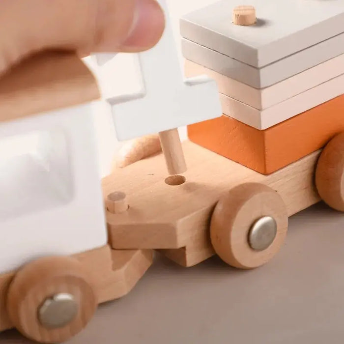 Educational Wooden Train Set for Babies - Montessori-Inspired Learning Toy with Trolley and Number Blocks