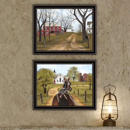 Billy Jacobs 2-Piece Black Framed Wall Art Set for Home Decor