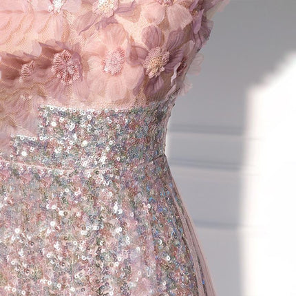 Peekaboo Studio Sequined Flower Wedding Dress with Elegant Design & Sl