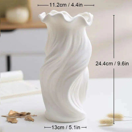 Sleek White Twisted Tube Ceramic Vase for Contemporary Decor