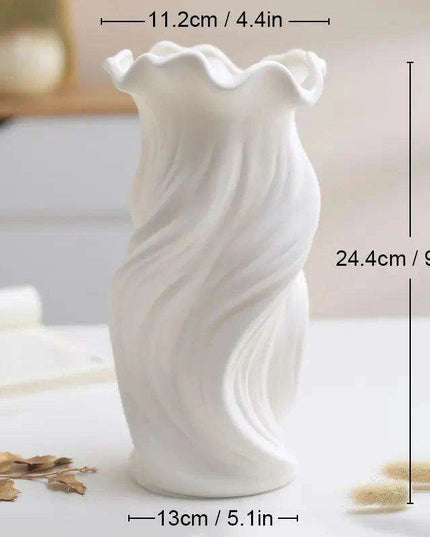 Sleek White Twisted Tube Ceramic Vase for Contemporary Decor