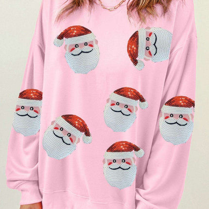 Festive Glitter Santa Crew Neck Sweater – Sparkling Holiday Chic