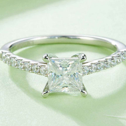 Luxurious Sterling Silver Ring with Lab Grown Diamond and Sparkling Moissanite Accents