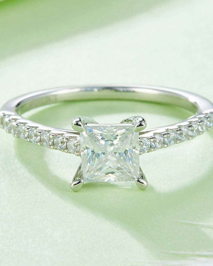 Luxurious Sterling Silver Ring with Lab Grown Diamond and Sparkling Moissanite Accents