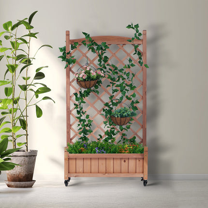 Room & Decor Raised Garden Bed with Trellis - 2 Pack, Wooden Planter B