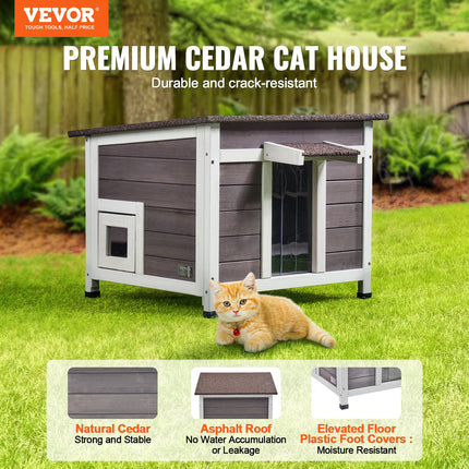 Peekaboo Studio Outdoor Wooden Cat House with Roof & Window Flaps