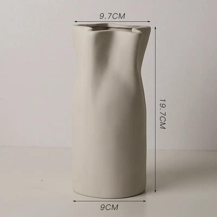Modern Ceramic Vase with Unique Twisted Tube Design