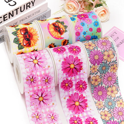 Peekaboo Studio Cartoon Printed Ribbon - Floral Design, 1.5" Wide