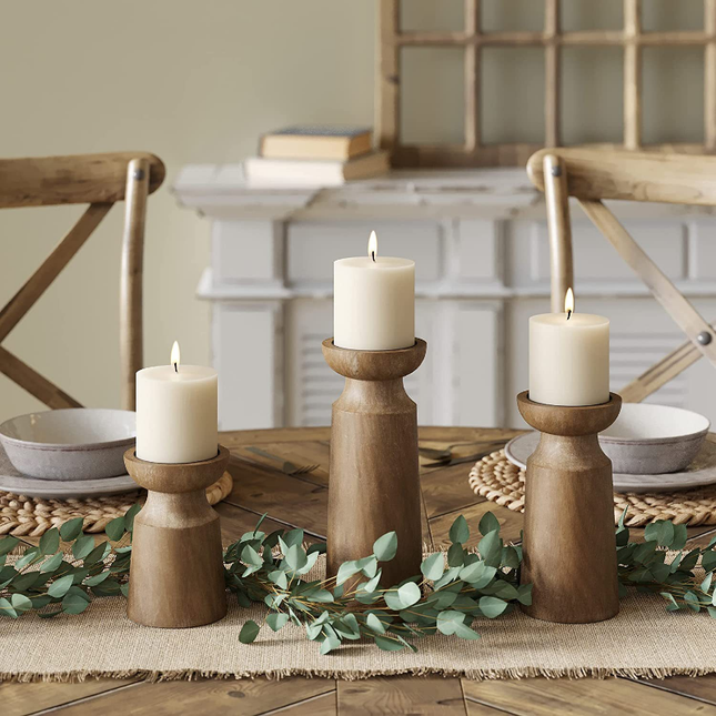Solid Wood Retro Candlestick Table Decor Candle Holder