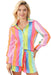 Rainbow Striped Crinkle Shirt and Shorts Set with Multicolor Vibrancy