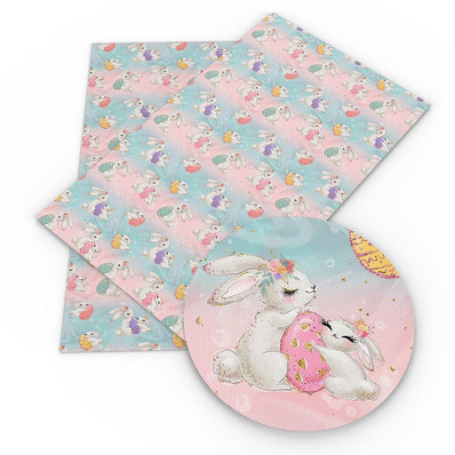 Rabbit Pattern Vegan Leather Fabric - Crafting Material for DIY Projects with Whimsical Charm