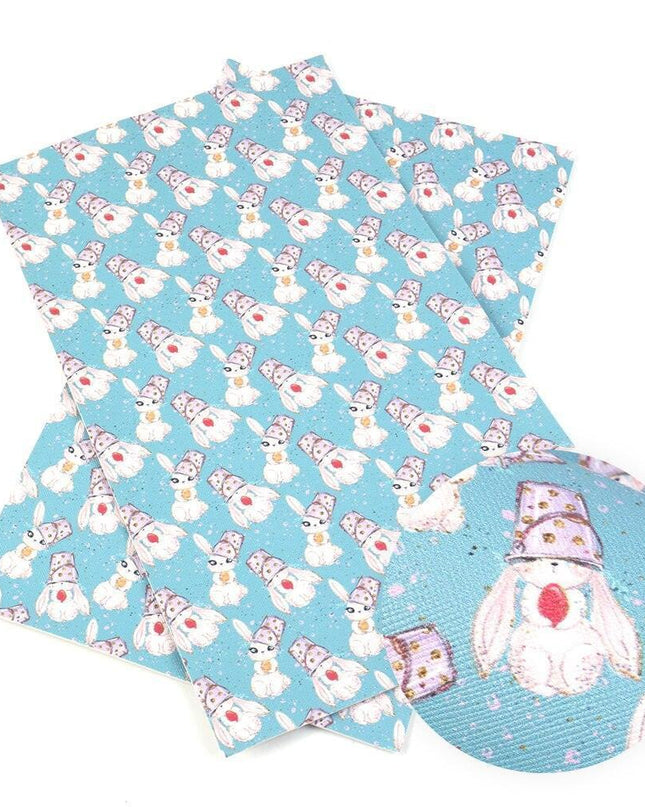 Charming Easter Bunny Vegan Leather Crafting Fabric for Creative Projects