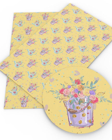 Charming Easter Bunny Vegan Leather Crafting Fabric for Creative Projects