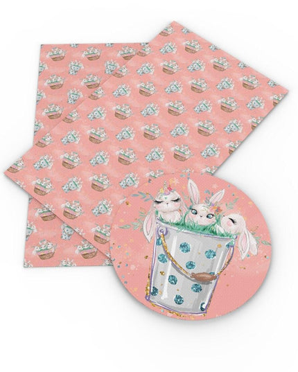 Charming Easter Bunny Vegan Leather Crafting Fabric for Creative Projects